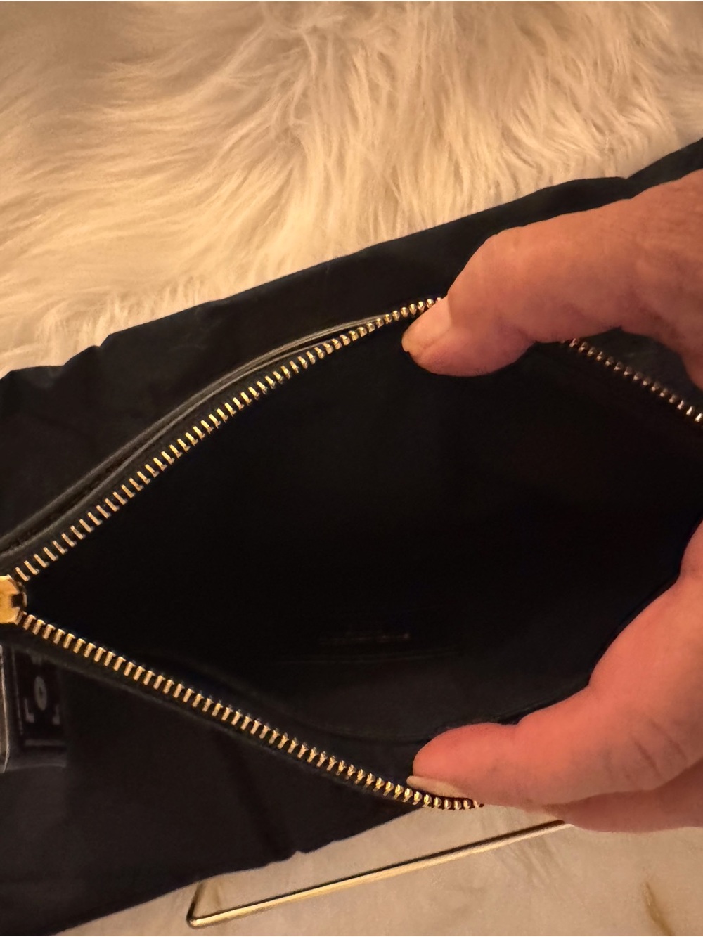 Saint Laurent (YSL) Metallic Gold Leather Pouch/Bill Wallet/ Clutch - Picture 11 of 12